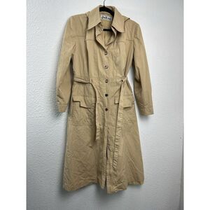 Vintage The Jack Set Beige Trench Coat Removable Hood Sz 13/14 Hong Kong Pockets
